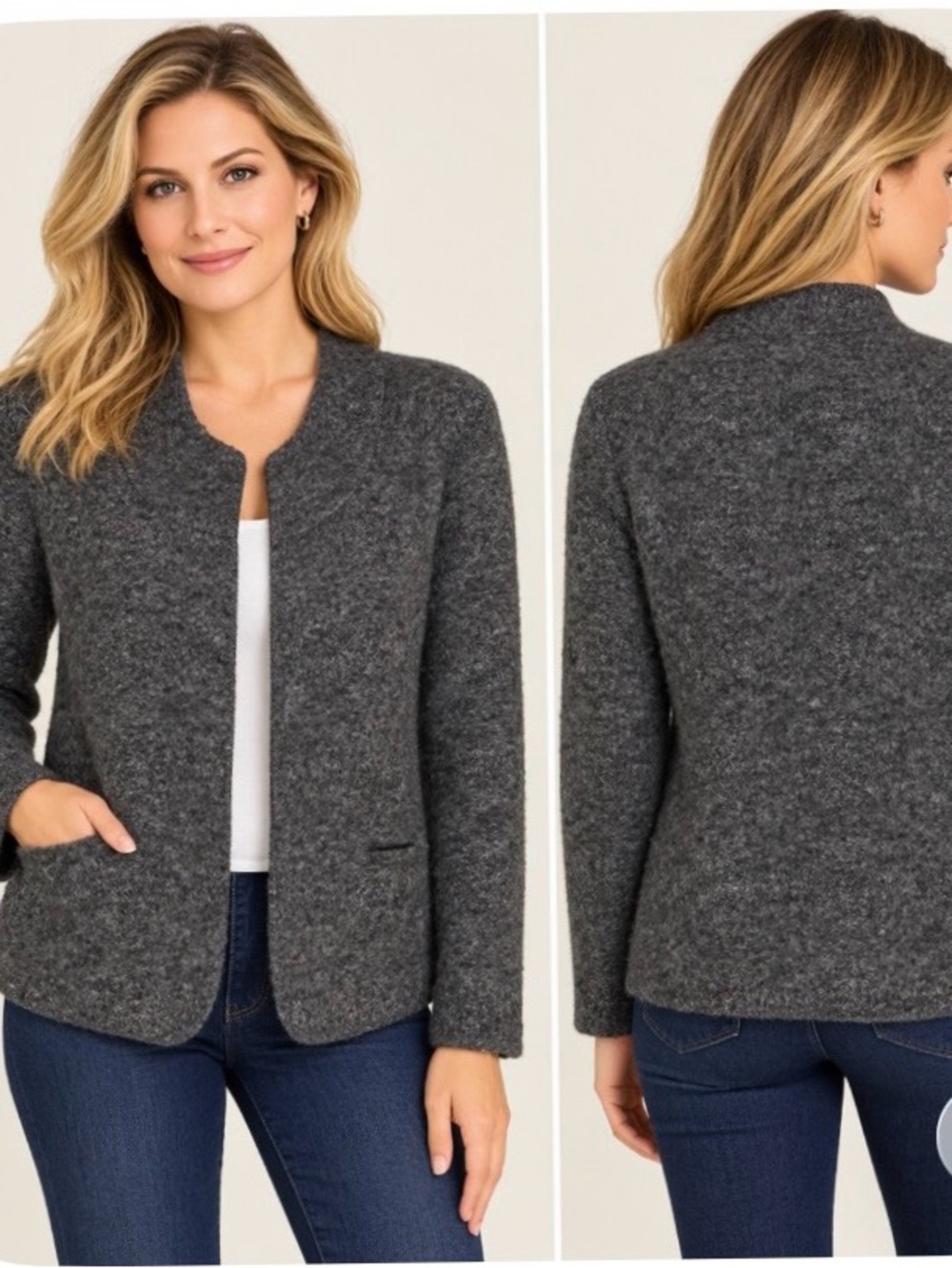 Eileen Fisher Gray Wool Blend Jacket Size Small Like New
